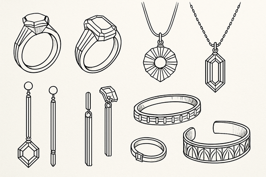 sketch drawings of a jewellery collection